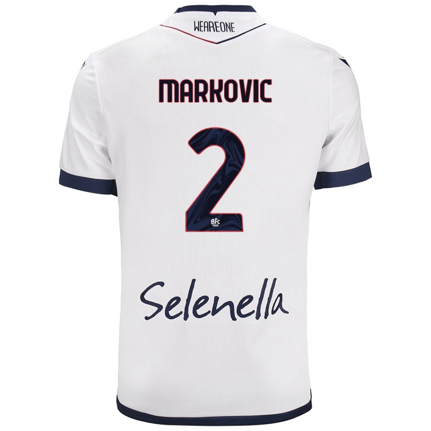 Mujer Camiseta Petar Markovic #2 Blanco Azul Real 2ª Equipación 2024/25 La Camisa Argentina