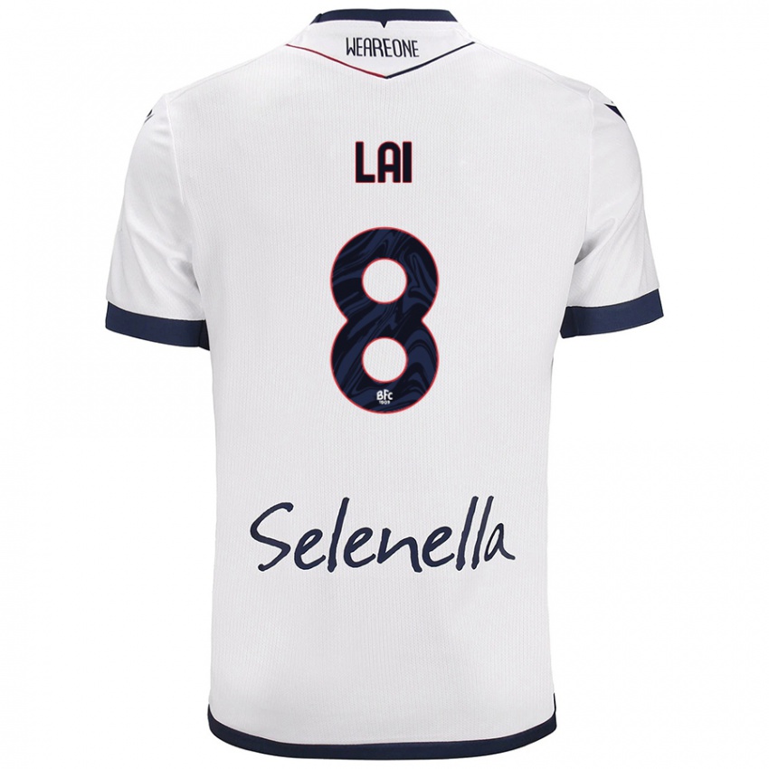 Mujer Camiseta Luca Lai #8 Blanco Azul Real 2ª Equipación 2024/25 La Camisa Argentina