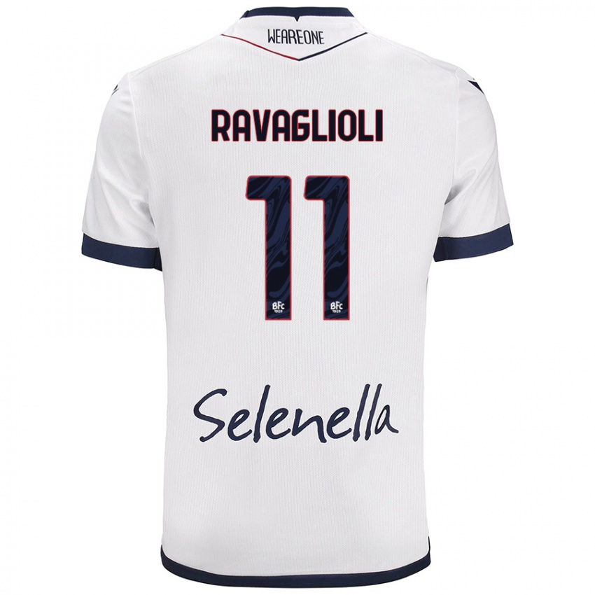 Mujer Camiseta Tommaso Ravaglioli #11 Blanco Azul Real 2ª Equipación 2024/25 La Camisa Argentina