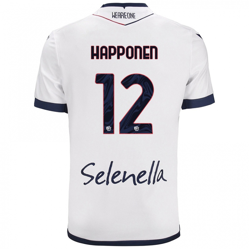 Mujer Camiseta Ukko Happonen #12 Blanco Azul Real 2ª Equipación 2024/25 La Camisa Argentina