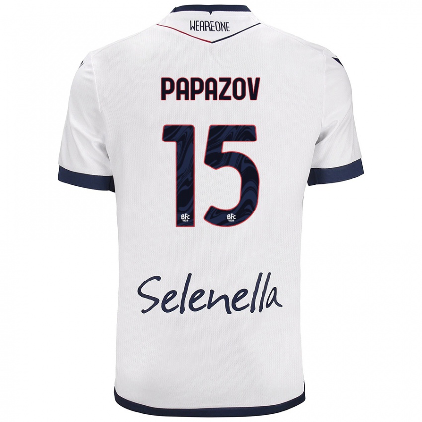 Mujer Camiseta Dimitar Papazov #15 Blanco Azul Real 2ª Equipación 2024/25 La Camisa Argentina