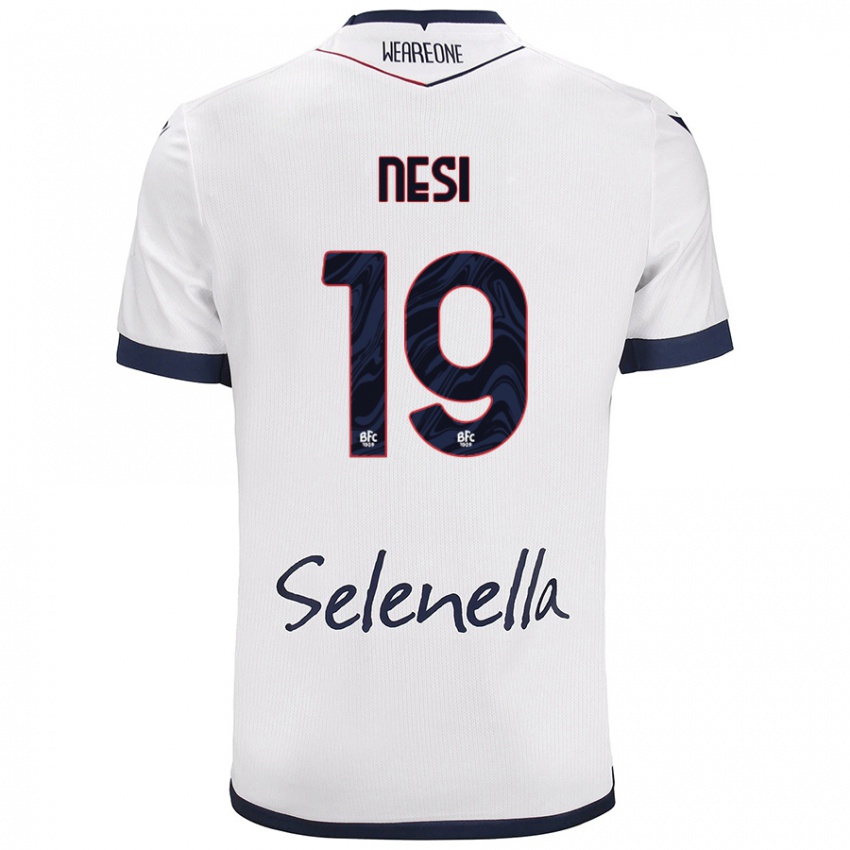 Mujer Camiseta Luca Nesi #19 Blanco Azul Real 2ª Equipación 2024/25 La Camisa Argentina