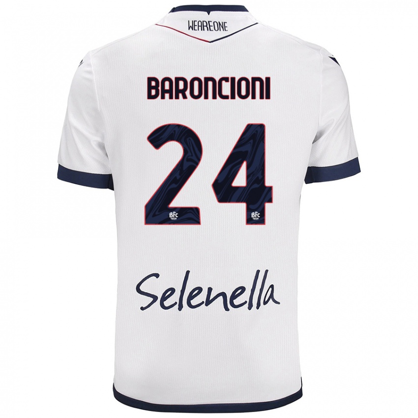 Mujer Camiseta Davide Baroncioni #24 Blanco Azul Real 2ª Equipación 2024/25 La Camisa Argentina