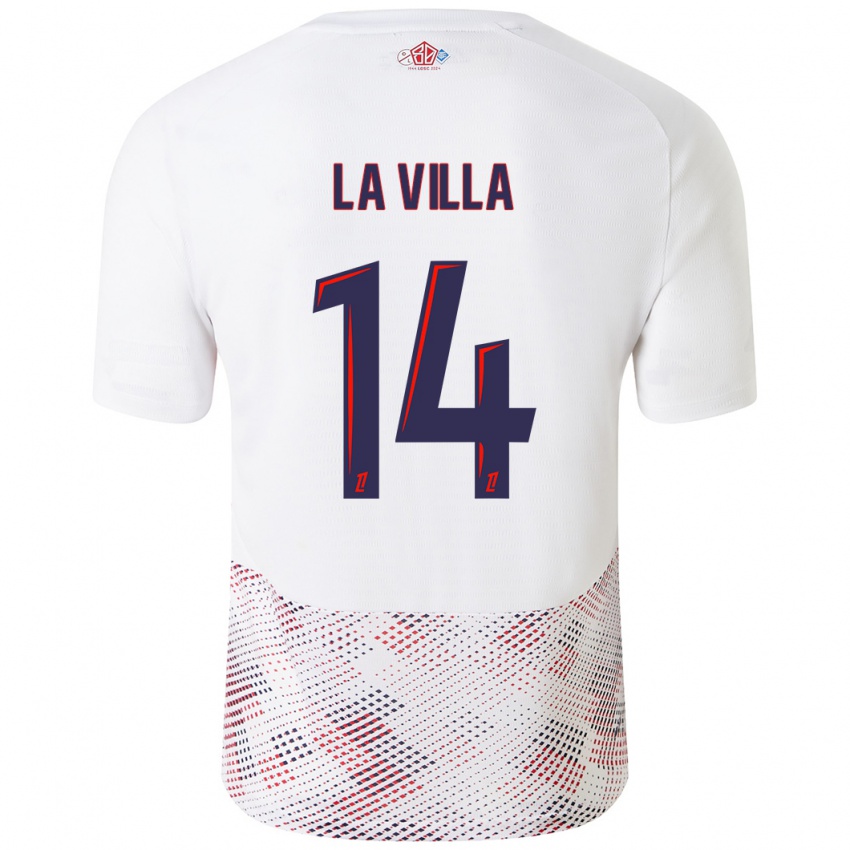 Mujer Camiseta Caroline La Villa #14 Blanco Azul Real 2ª Equipación 2024/25 La Camisa Argentina