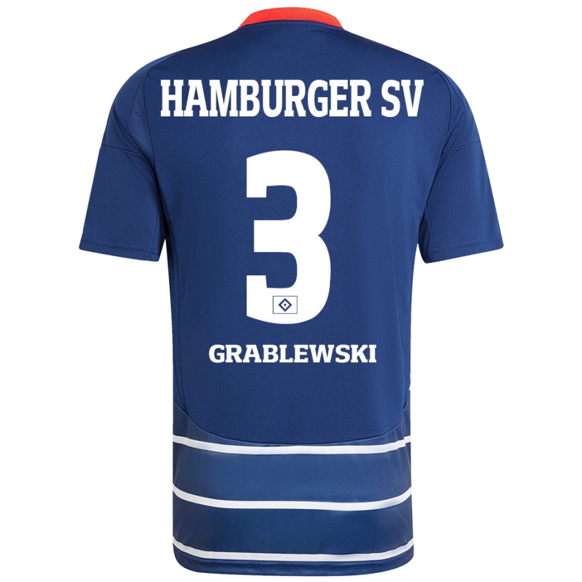 Mujer Camiseta Max Grablewski #3 Azul Oscuro 2ª Equipación 2024/25 La Camisa Argentina