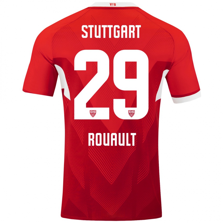 Mujer Camiseta Anthony Rouault #29 Rojo Blanco 2ª Equipación 2024/25 La Camisa Argentina