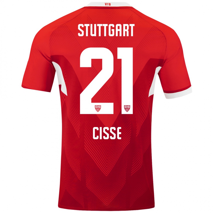 Mujer Camiseta Moussa Cissé #21 Rojo Blanco 2ª Equipación 2024/25 La Camisa Argentina