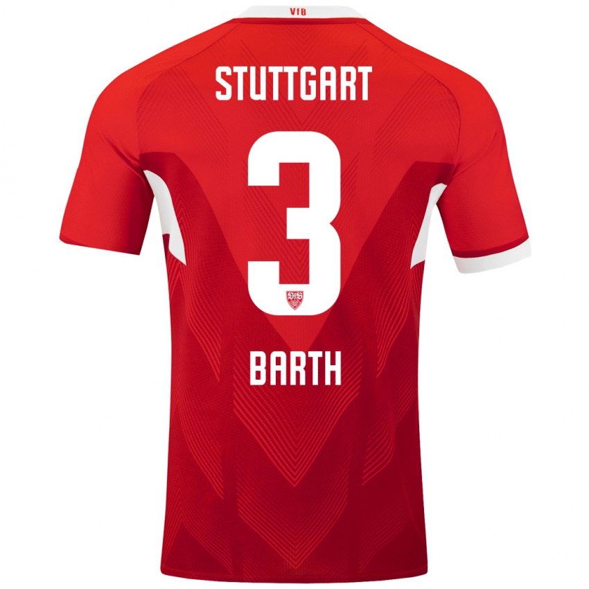 Mujer Camiseta Lara Barth #3 Rojo Blanco 2ª Equipación 2024/25 La Camisa Argentina