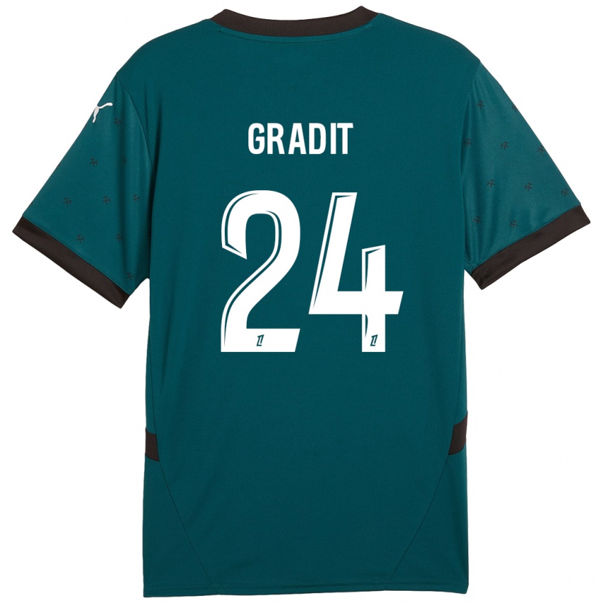 Mujer Camiseta Jonathan Gradit #24 Verde Oscuro 2ª Equipación 2024/25 La Camisa Argentina