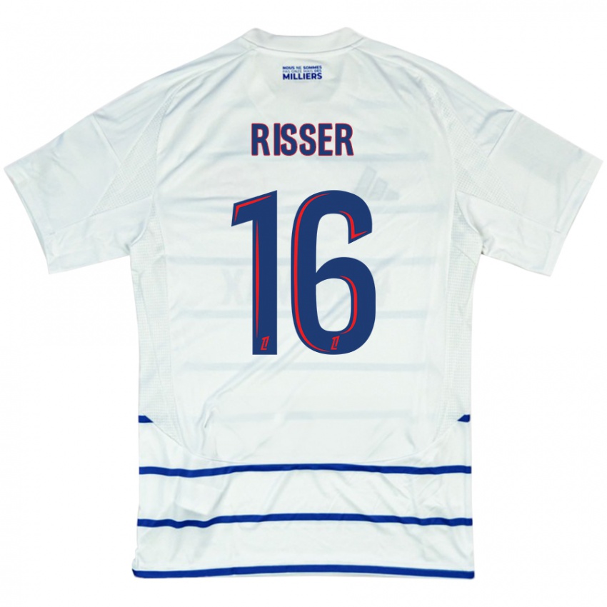 Mujer Camiseta Robin Risser #16 Blanco Azul 2ª Equipación 2024/25 La Camisa Argentina