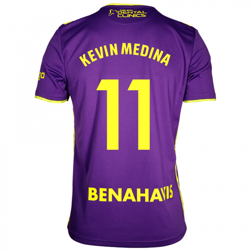 Mujer Camiseta Kevin Medina #11 Púrpura Amarillo 2ª Equipación 2024/25 La Camisa Argentina