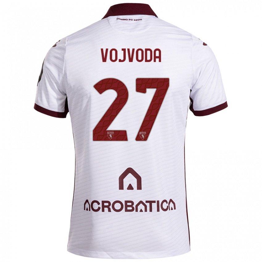 Mujer Camiseta Mërgim Vojvoda #27 Blanco Granate 2ª Equipación 2024/25 La Camisa Argentina