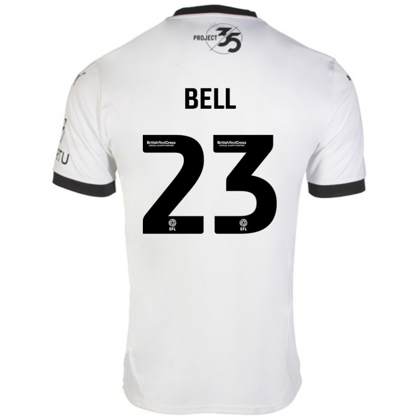 Mujer Camiseta Katelyn Bell #23 Blanco Negro 2ª Equipación 2024/25 La Camisa Argentina