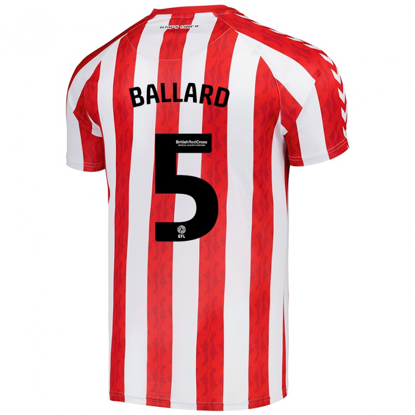 Niño Camiseta Daniel Ballard #5 Rojo Blanco 1ª Equipación 2024/25 La Camisa Argentina