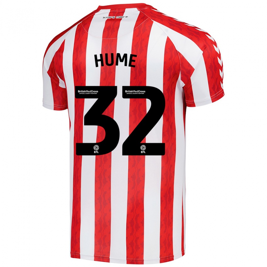 Niño Camiseta Trai Hume #32 Rojo Blanco 1ª Equipación 2024/25 La Camisa Argentina