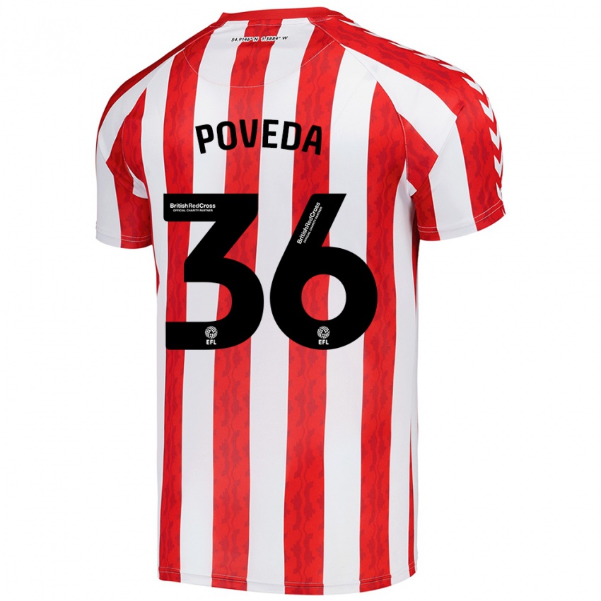 Niño Camiseta Ian Poveda #36 Rojo Blanco 1ª Equipación 2024/25 La Camisa Argentina