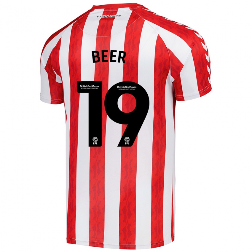 Niño Camiseta Megan Beer #19 Rojo Blanco 1ª Equipación 2024/25 La Camisa Argentina