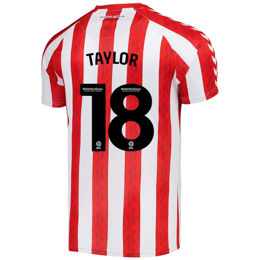 Niño Camiseta Ellis Taylor #18 Rojo Blanco 1ª Equipación 2024/25 La Camisa Argentina