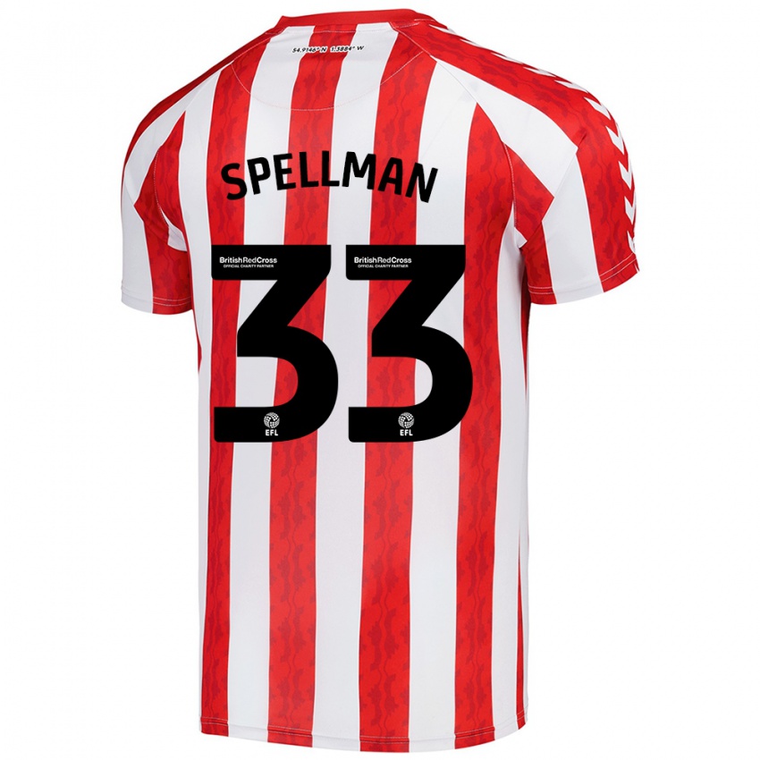 Niño Camiseta Michael Spellman #33 Rojo Blanco 1ª Equipación 2024/25 La Camisa Argentina