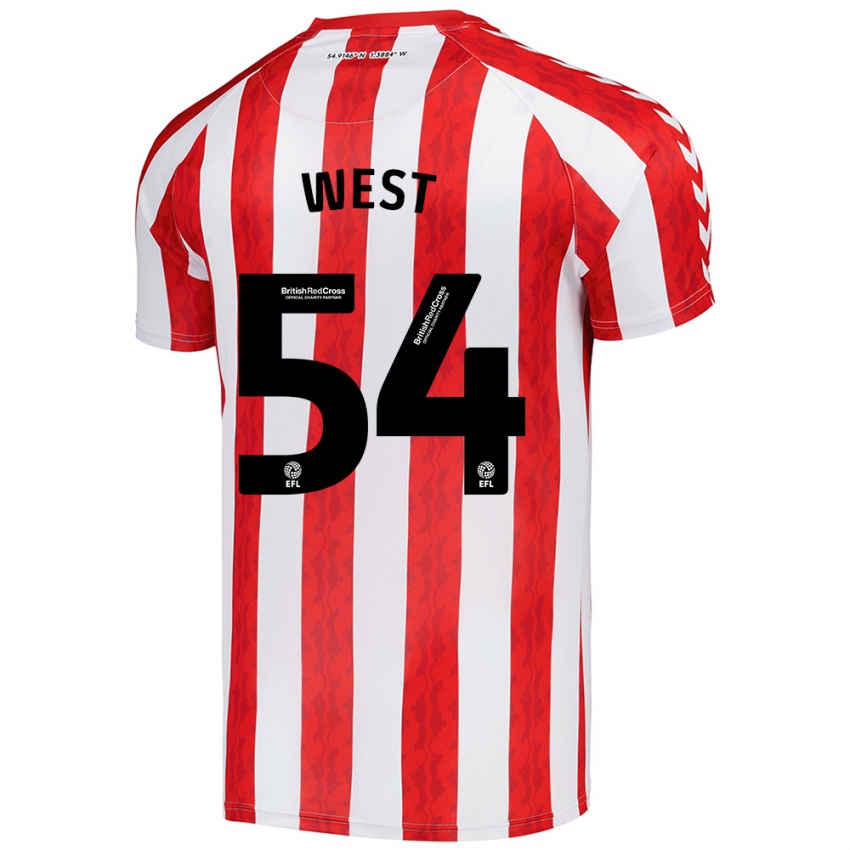 Niño Camiseta Ella West #54 Rojo Blanco 1ª Equipación 2024/25 La Camisa Argentina