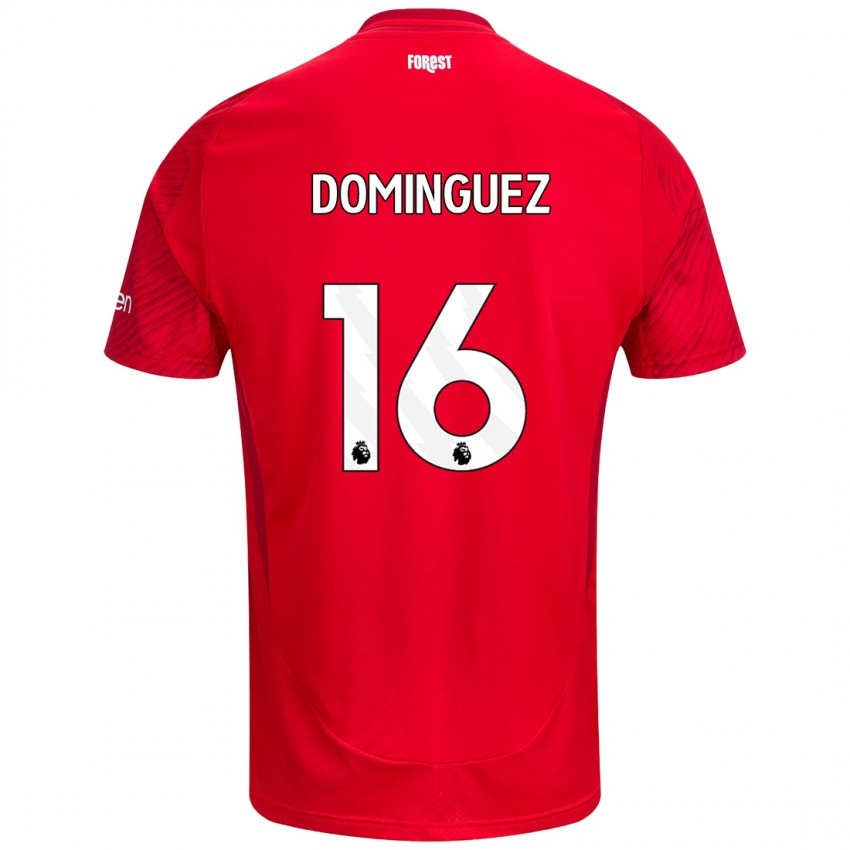 Niño Camiseta Nicolás Domínguez #16 Rojo Blanco 1ª Equipación 2024/25 La Camisa Argentina