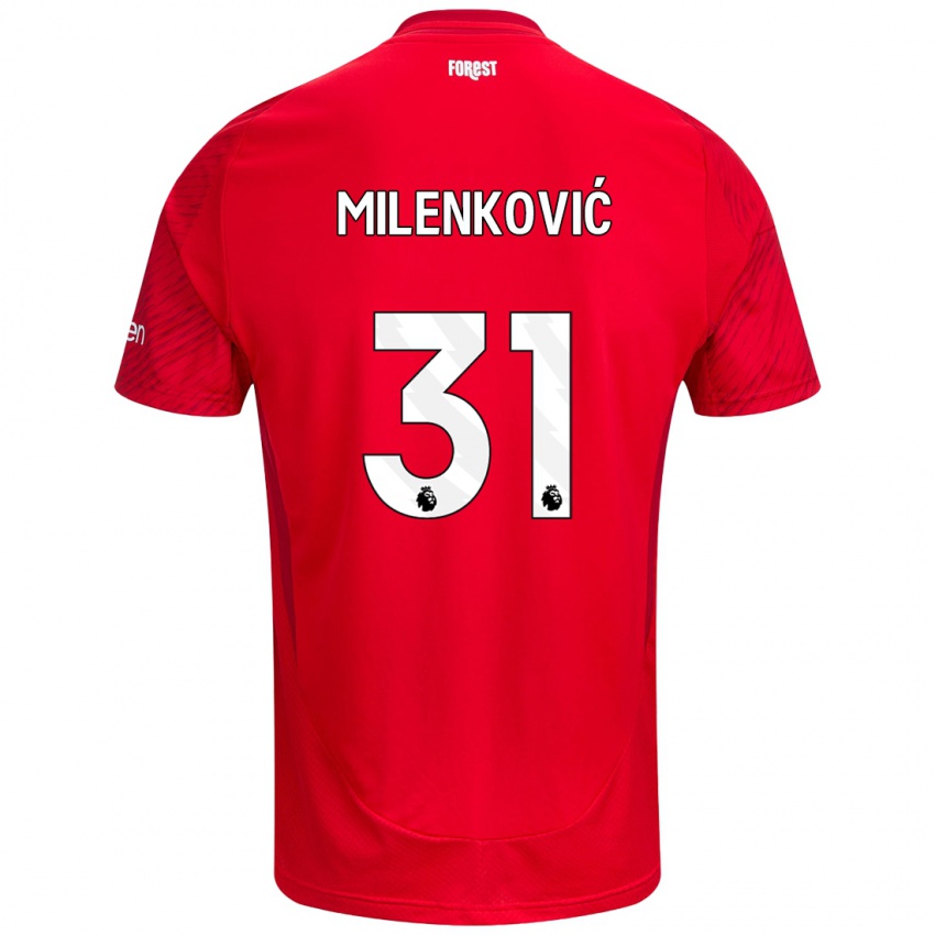 Niño Camiseta Nikola Milenković #31 Rojo Blanco 1ª Equipación 2024/25 La Camisa Argentina