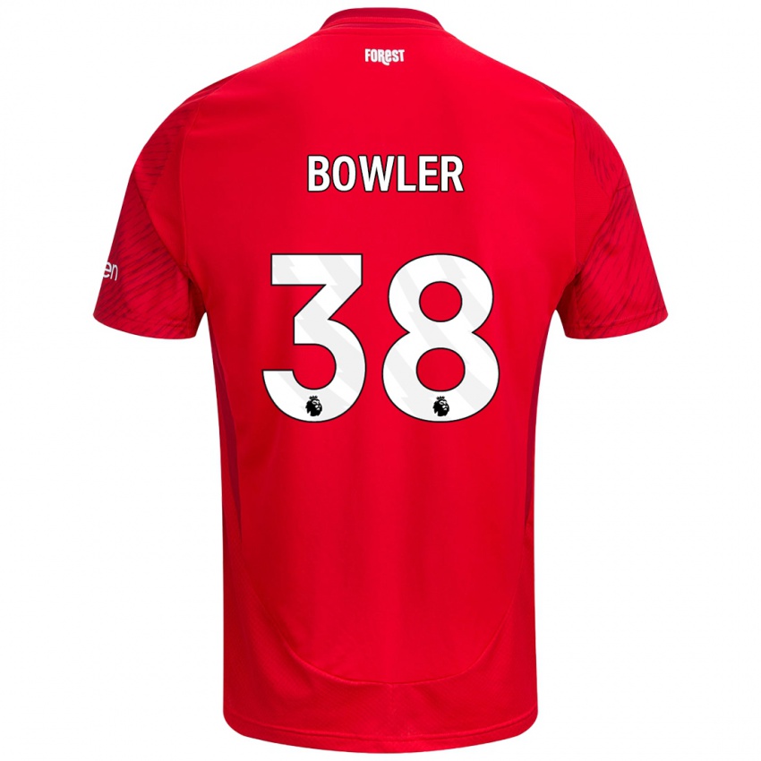 Niño Camiseta Josh Bowler #38 Rojo Blanco 1ª Equipación 2024/25 La Camisa Argentina