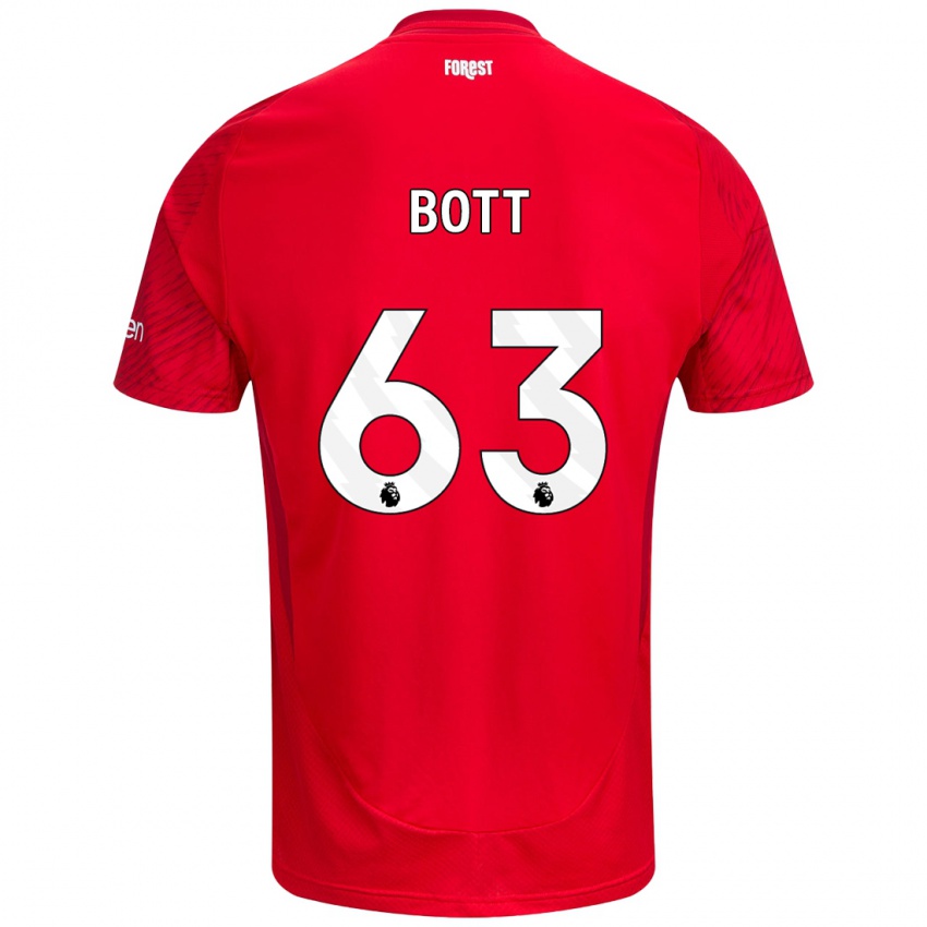 Niño Camiseta Aaron Bott #63 Rojo Blanco 1ª Equipación 2024/25 La Camisa Argentina