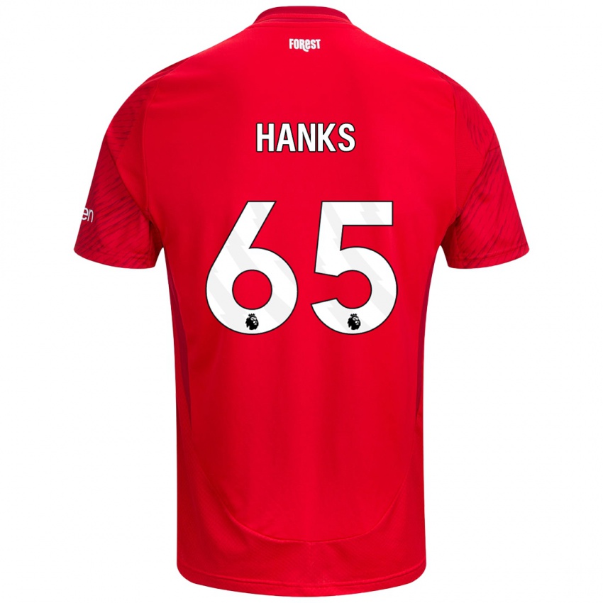 Niño Camiseta Justin Hanks #65 Rojo Blanco 1ª Equipación 2024/25 La Camisa Argentina