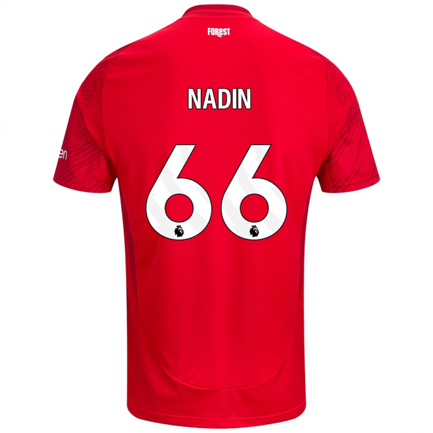 Niño Camiseta Jack Nadin #66 Rojo Blanco 1ª Equipación 2024/25 La Camisa Argentina