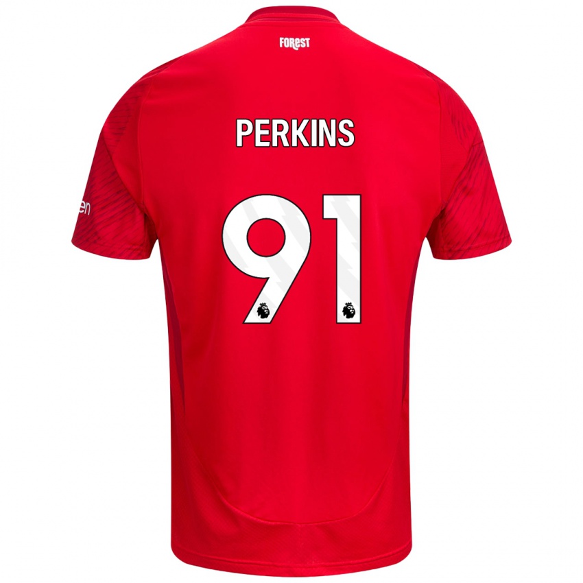 Niño Camiseta Jack Perkins #91 Rojo Blanco 1ª Equipación 2024/25 La Camisa Argentina