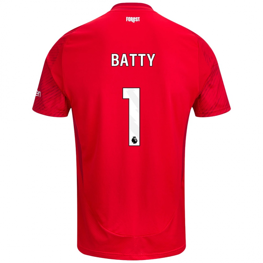 Niño Camiseta Emily Batty #1 Rojo Blanco 1ª Equipación 2024/25 La Camisa Argentina