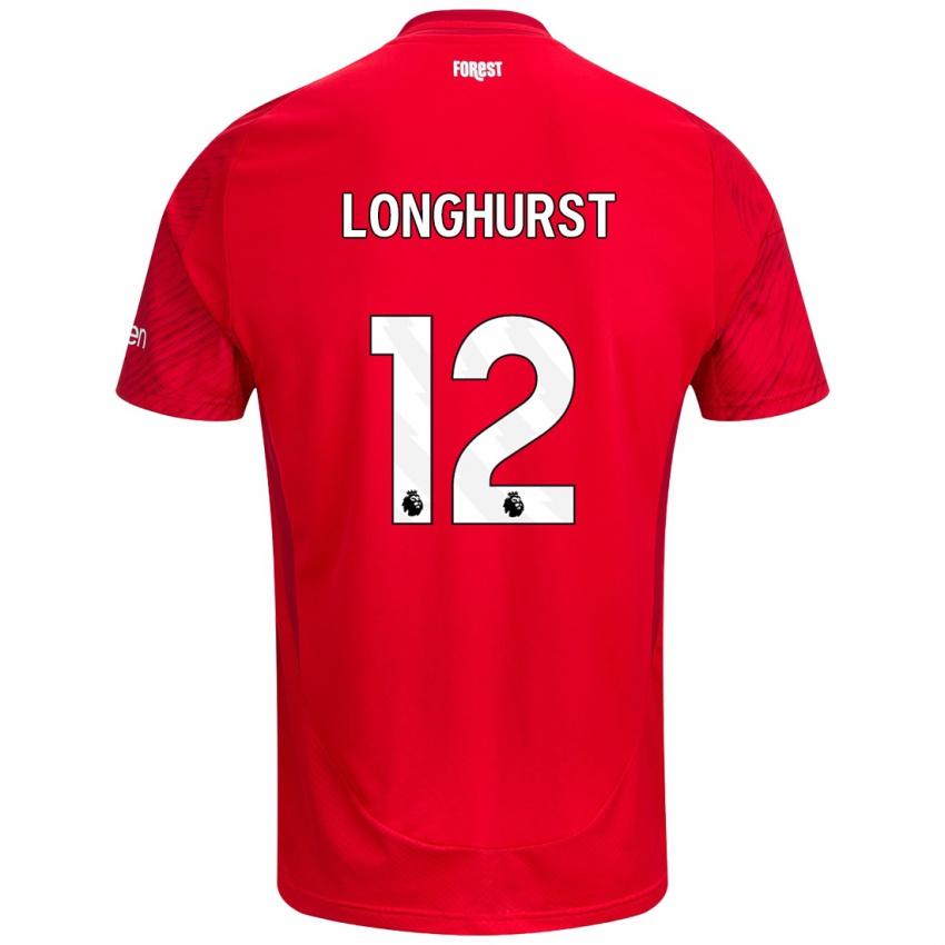 Niño Camiseta Kate Longhurst #12 Rojo Blanco 1ª Equipación 2024/25 La Camisa Argentina