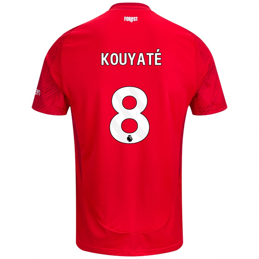 Niño Camiseta Cheikhou Kouyaté #8 Rojo Blanco 1ª Equipación 2024/25 La Camisa Argentina