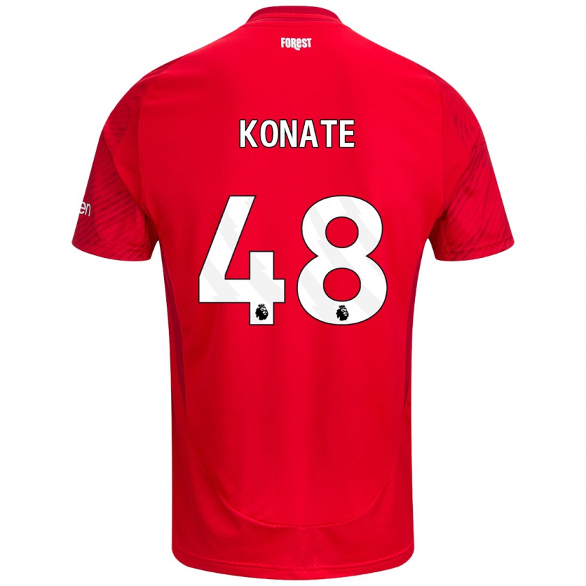 Niño Camiseta Ateef Konaté #48 Rojo Blanco 1ª Equipación 2024/25 La Camisa Argentina