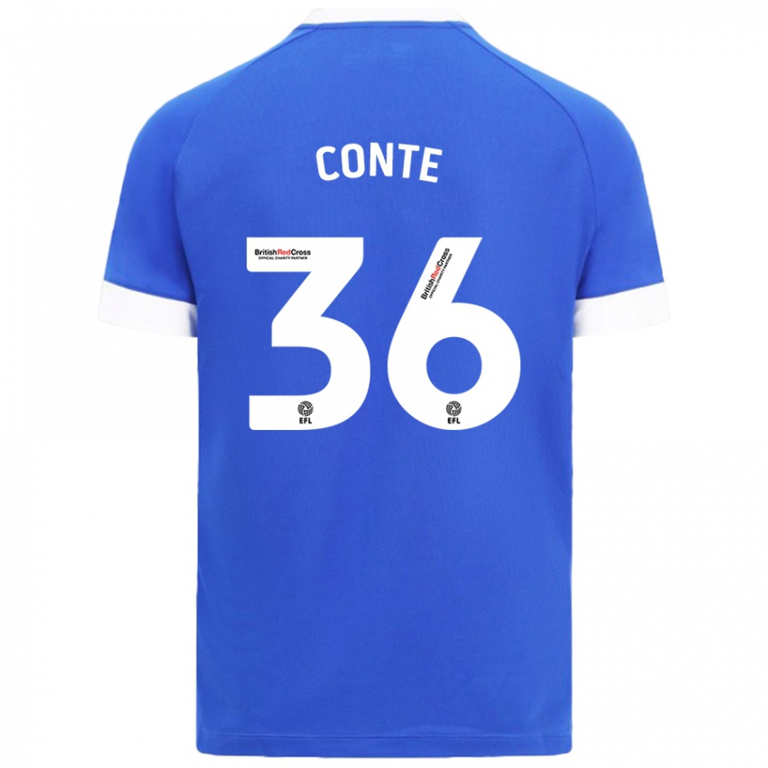 Niño Camiseta Raheem Conte #36 Azul Cielo 1ª Equipación 2024/25 La Camisa Argentina