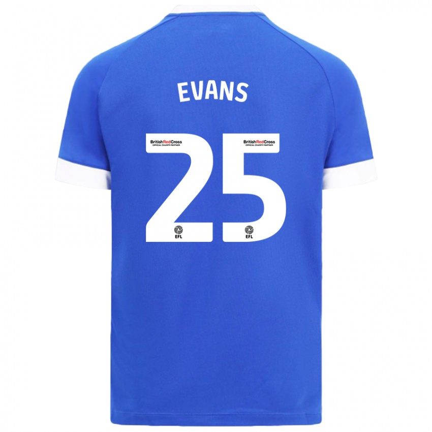 Niño Camiseta Kieron Evans #25 Azul Cielo 1ª Equipación 2024/25 La Camisa Argentina