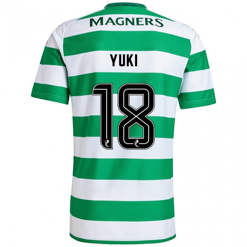 Niño Camiseta Yuki Kobayashi #18 Verde Blanco 1ª Equipación 2024/25 La Camisa Argentina