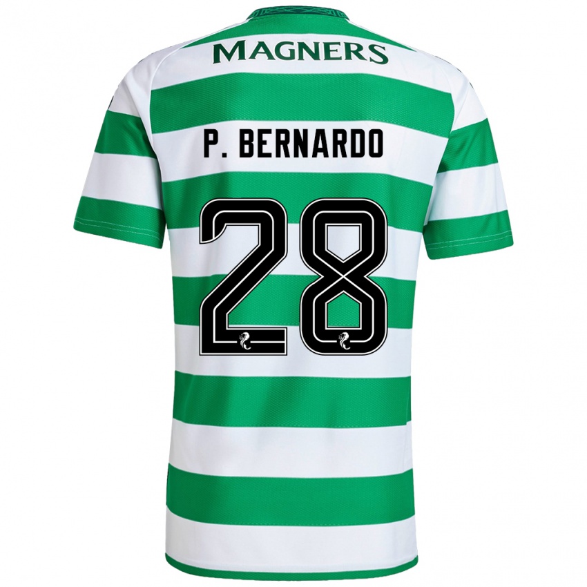 Niño Camiseta Paulo Bernardo #28 Verde Blanco 1ª Equipación 2024/25 La Camisa Argentina