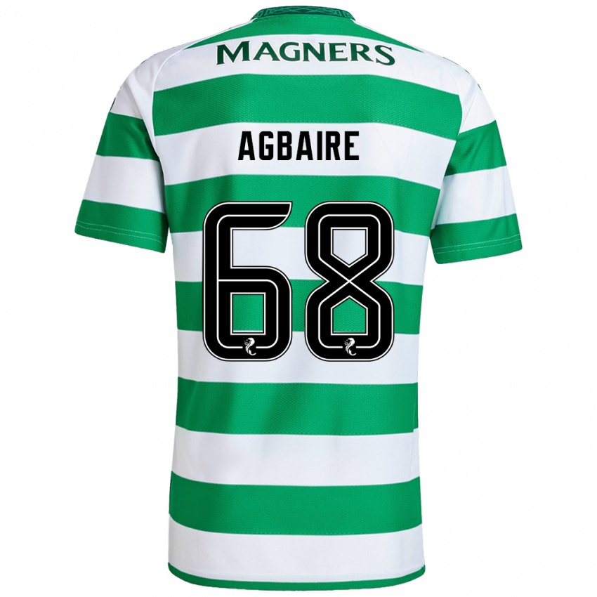 Niño Camiseta Lenny Agbaire #68 Verde Blanco 1ª Equipación 2024/25 La Camisa Argentina