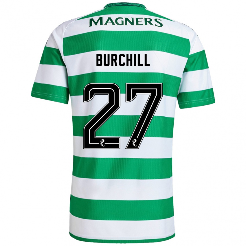 Niño Camiseta Tiree Burchill #27 Verde Blanco 1ª Equipación 2024/25 La Camisa Argentina