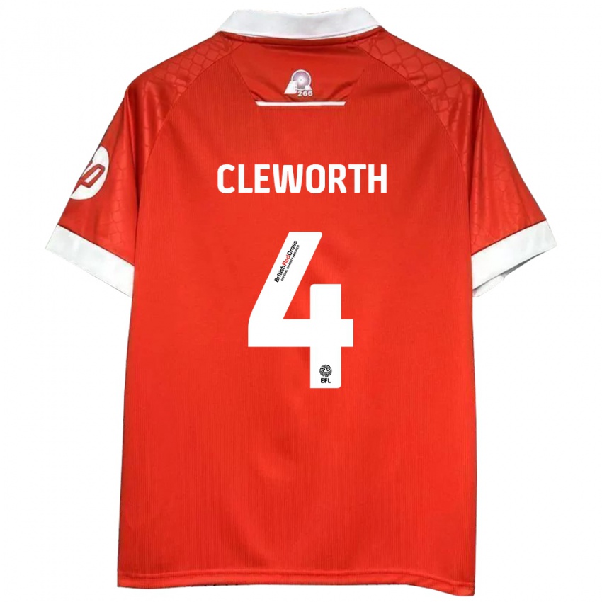 Niño Camiseta Max Cleworth #4 Rojo Blanco 1ª Equipación 2024/25 La Camisa Argentina