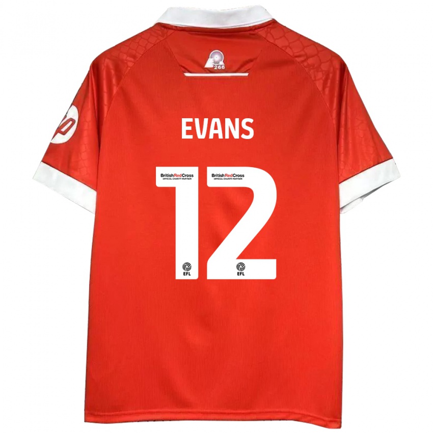 Niño Camiseta George Evans #12 Rojo Blanco 1ª Equipación 2024/25 La Camisa Argentina