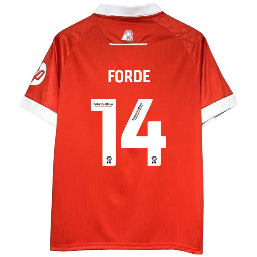 Niño Camiseta Anthony Forde #14 Rojo Blanco 1ª Equipación 2024/25 La Camisa Argentina