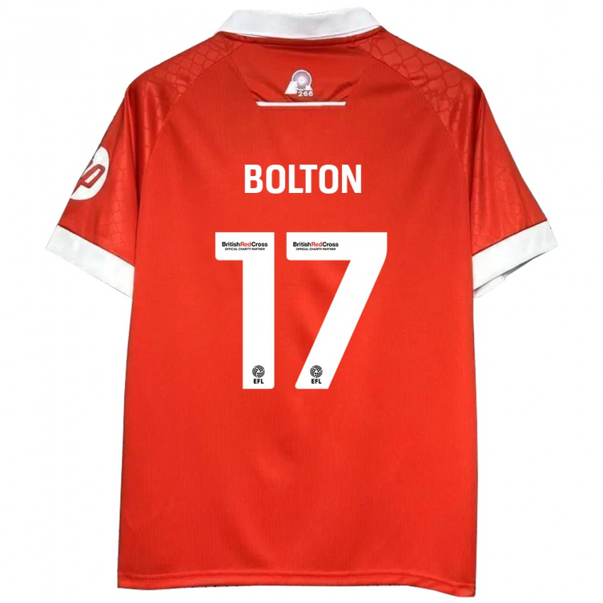 Niño Camiseta Luke Bolton #17 Rojo Blanco 1ª Equipación 2024/25 La Camisa Argentina