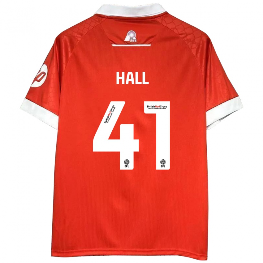 Niño Camiseta Liam Hall #41 Rojo Blanco 1ª Equipación 2024/25 La Camisa Argentina