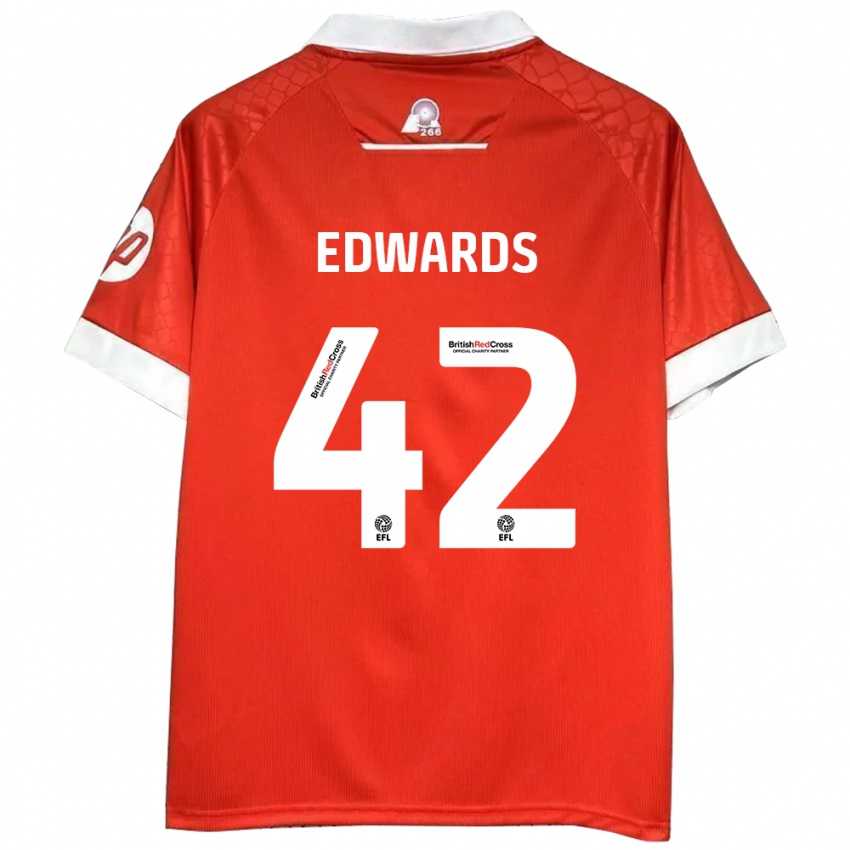 Niño Camiseta Callum Edwards #42 Rojo Blanco 1ª Equipación 2024/25 La Camisa Argentina