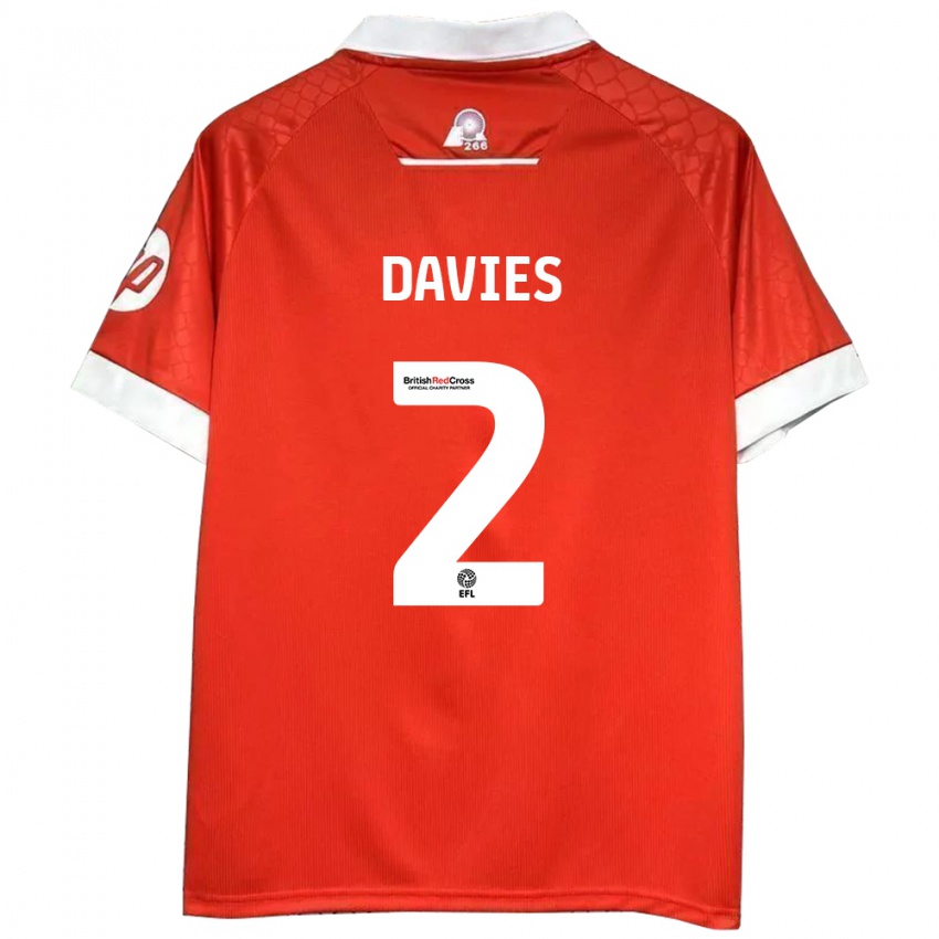 Niño Camiseta Phoebe Davies #2 Rojo Blanco 1ª Equipación 2024/25 La Camisa Argentina