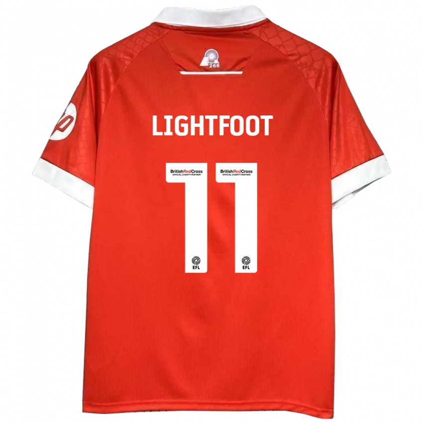 Niño Camiseta Amber Lightfoot #11 Rojo Blanco 1ª Equipación 2024/25 La Camisa Argentina