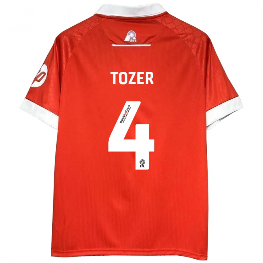 Niño Camiseta Ben Tozer #4 Rojo Blanco 1ª Equipación 2024/25 La Camisa Argentina